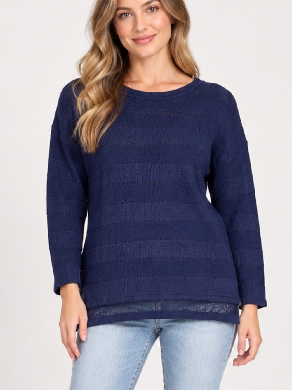 Eddie Bauer Navy Knit Crewneck Sweater